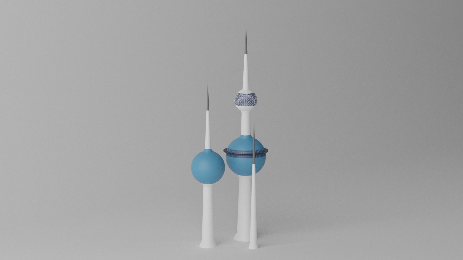 Cartoon Kuwait Towers Landmark 3D model_3