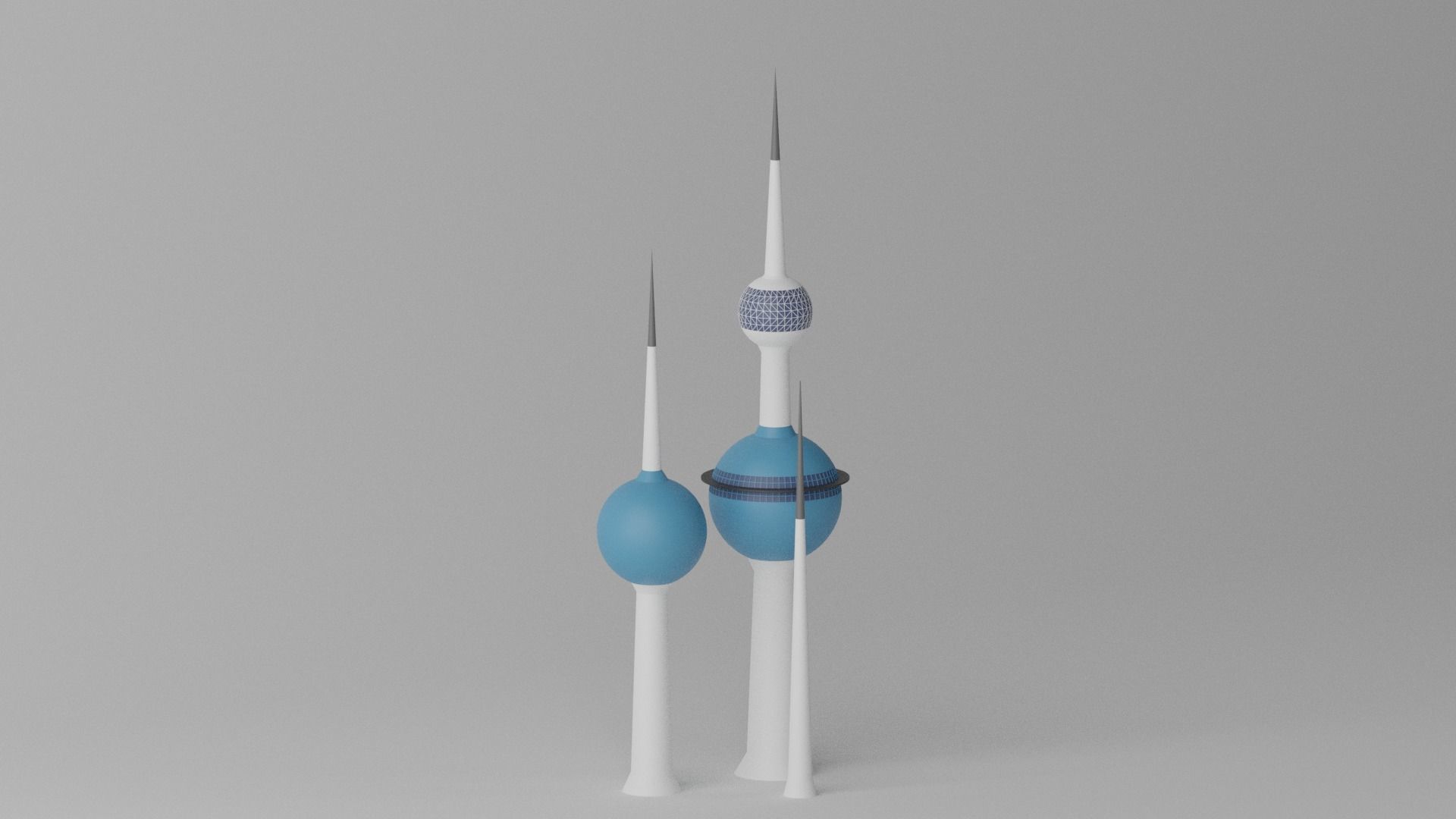 Cartoon Kuwait Towers Landmark 3D model_2