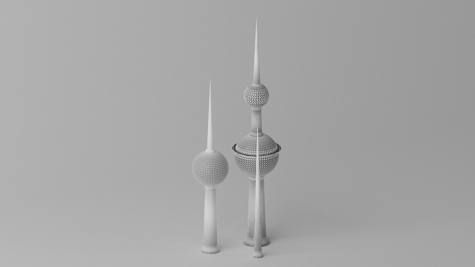 Cartoon Kuwait Towers Landmark 3D model_6
