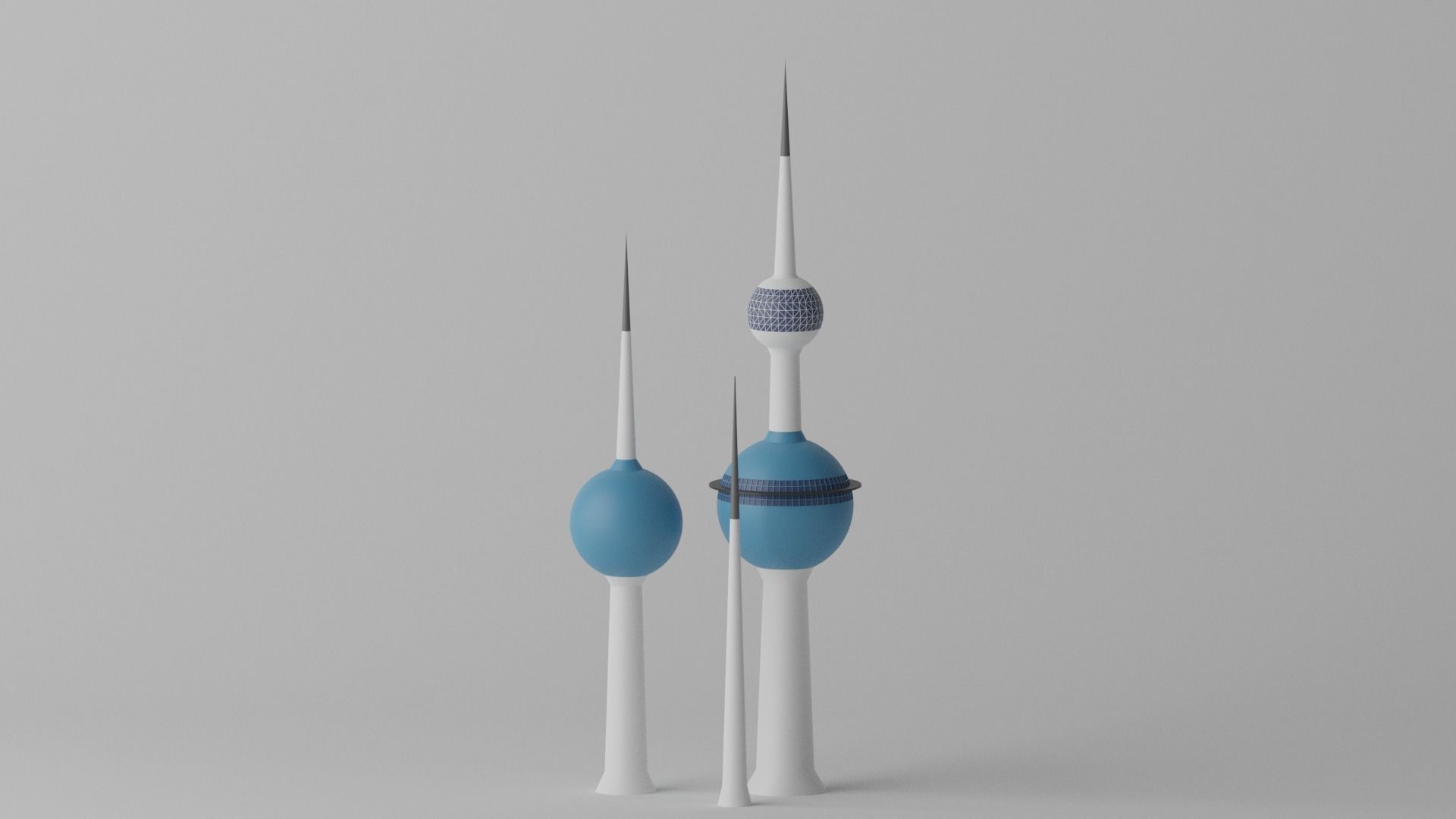 Cartoon Kuwait Towers Landmark 3D model_1