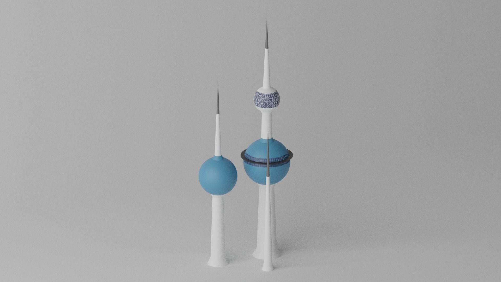 Cartoon Kuwait Towers Landmark 3D model_5