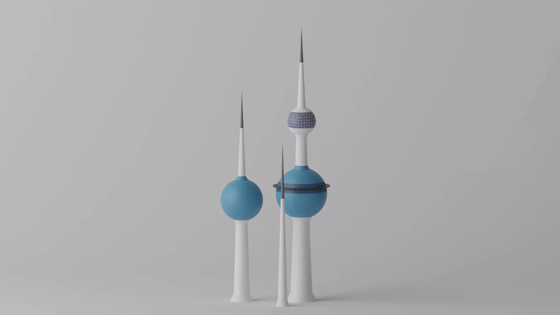 Cartoon Kuwait Towers Landmark 3D model_0