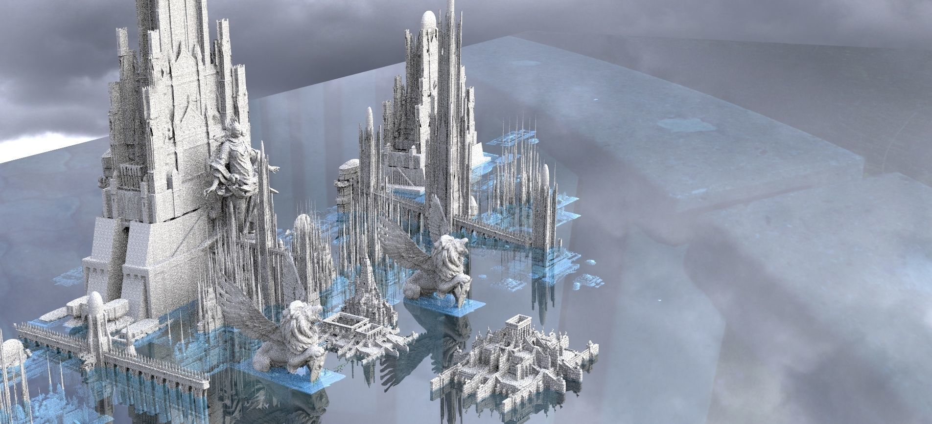 Sci-Fi Future Utopian Arch City 3D model_3