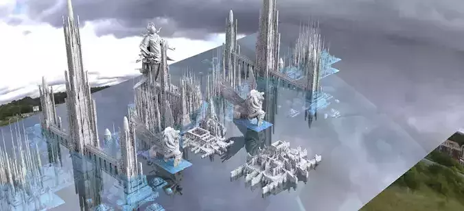 Sci-Fi Future Utopian Arch City 3D model