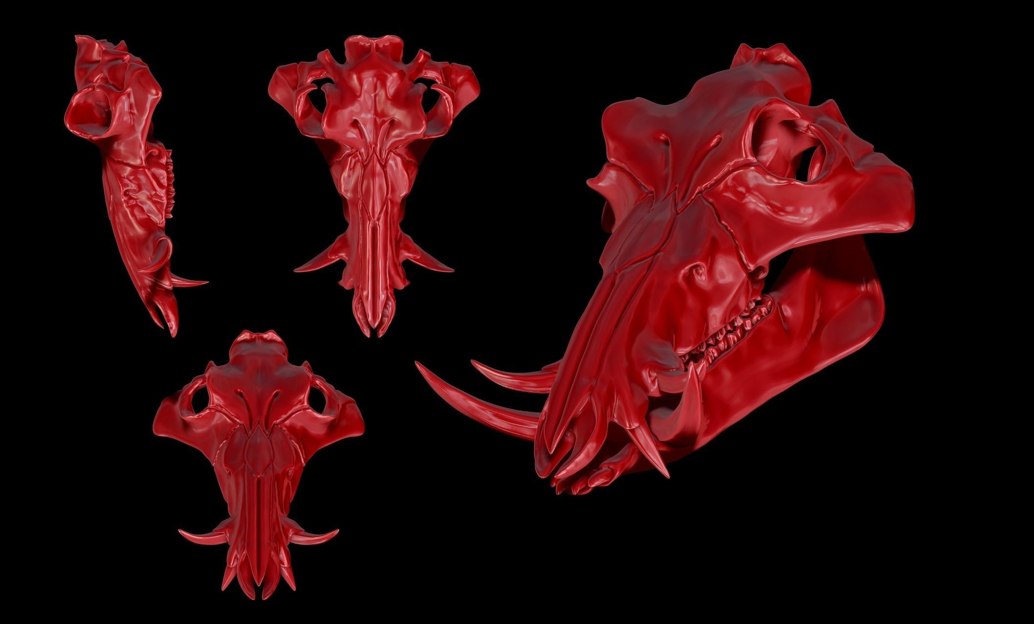 Boar Skull - CNC and 3D print model_20