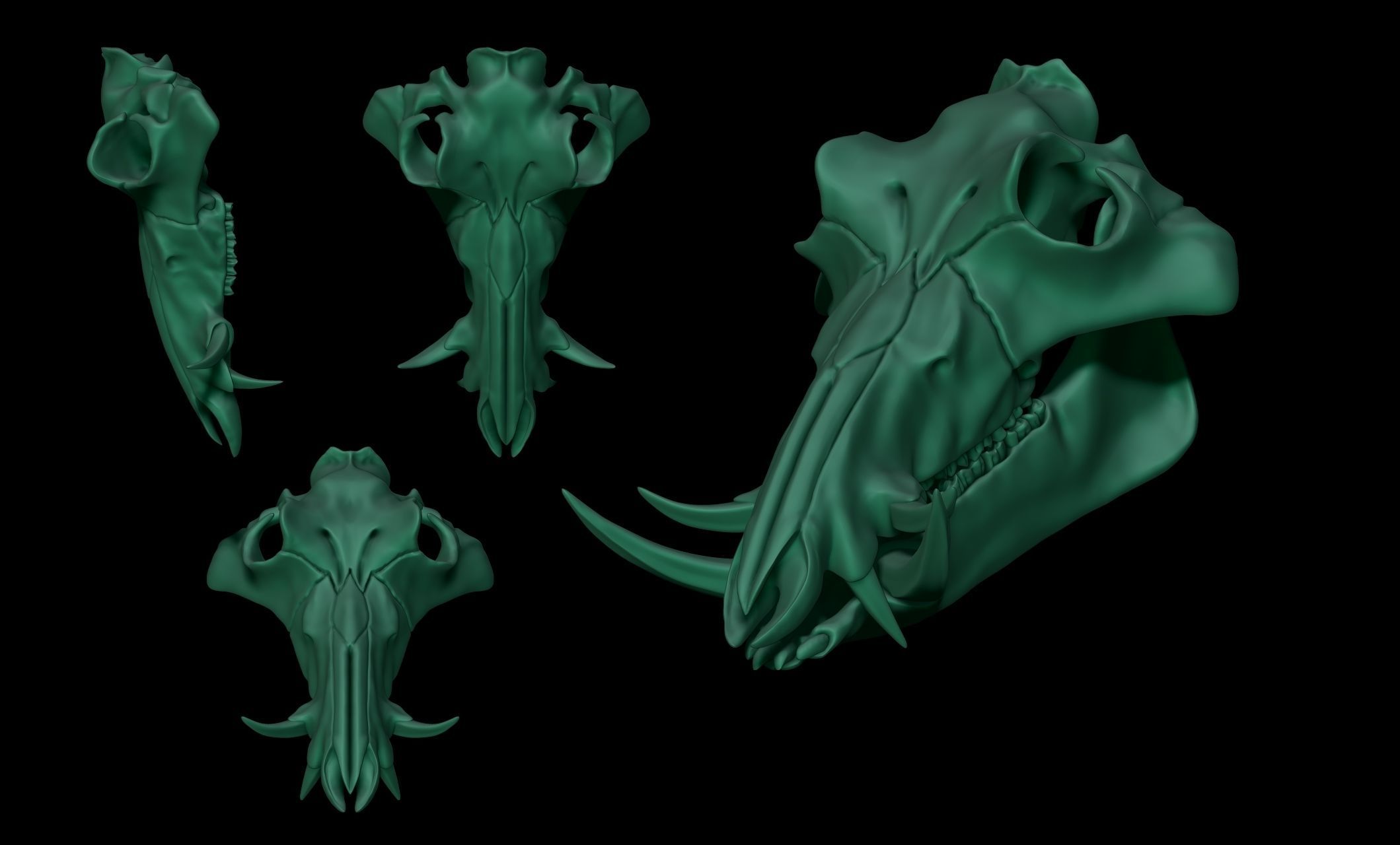 Boar Skull - CNC and 3D print model_14
