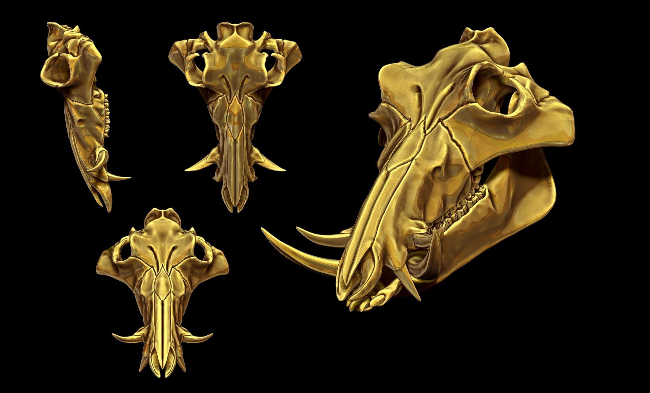 Boar Skull - CNC and 3D print model_4