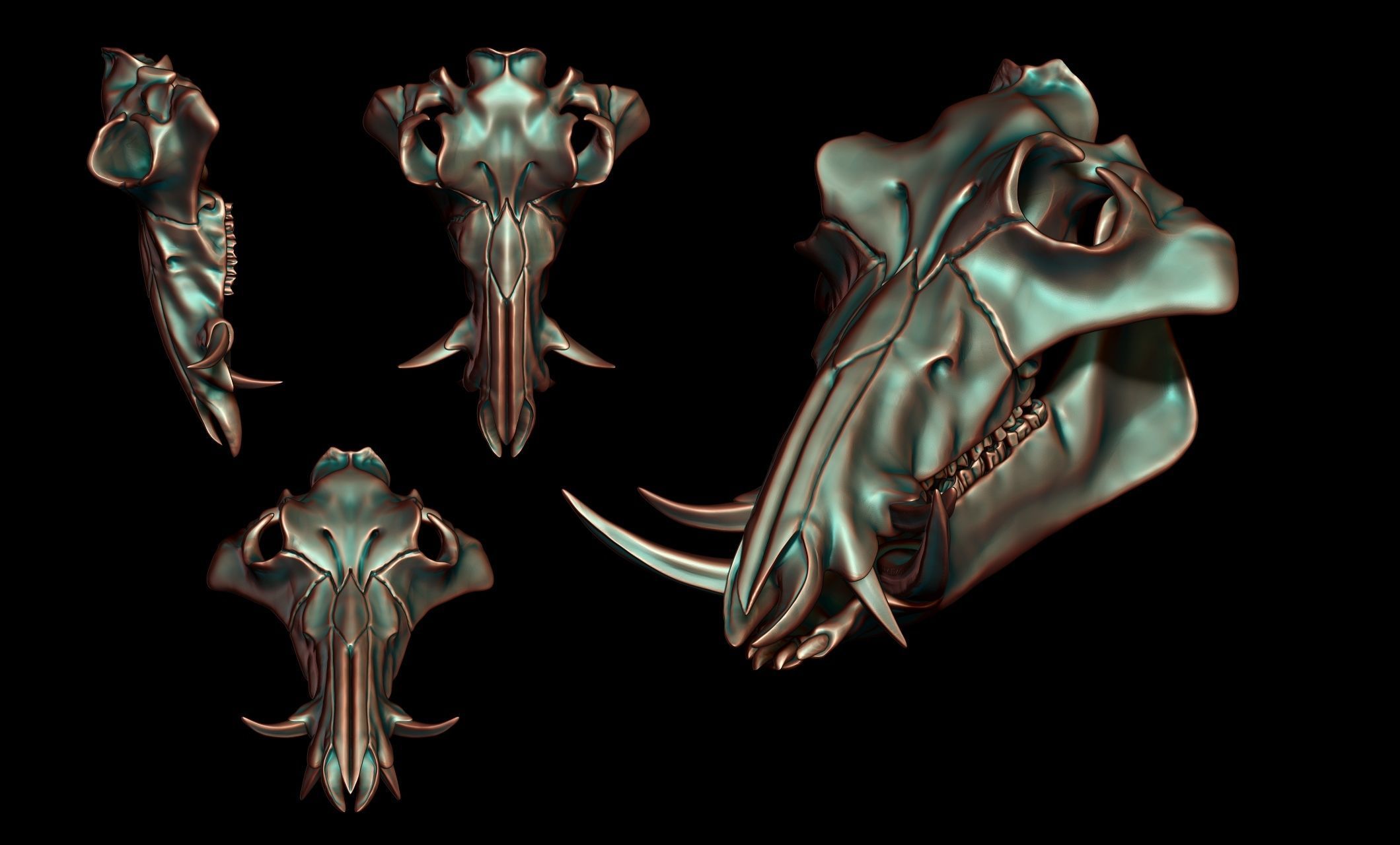 Boar Skull - CNC and 3D print model_18