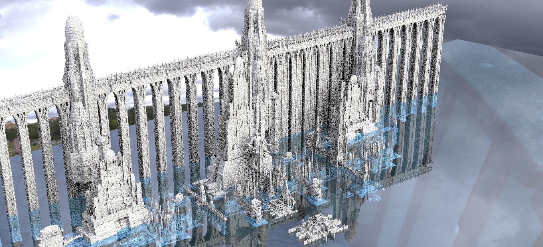 Huge Sci-Fi Future Utopian Aqueduct Arch City 3D model 3D model_1