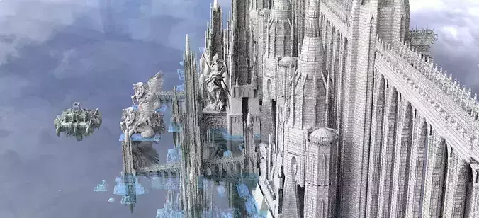 Huge Sci-Fi Future Utopian Aqueduct Arch City 3D model 3D model