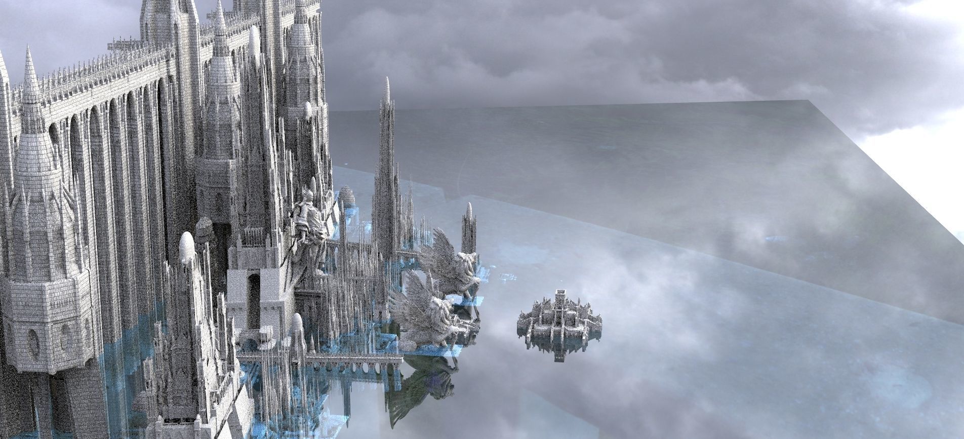 Huge Sci-Fi Future Utopian Aqueduct Arch City 3D model 3D model_3