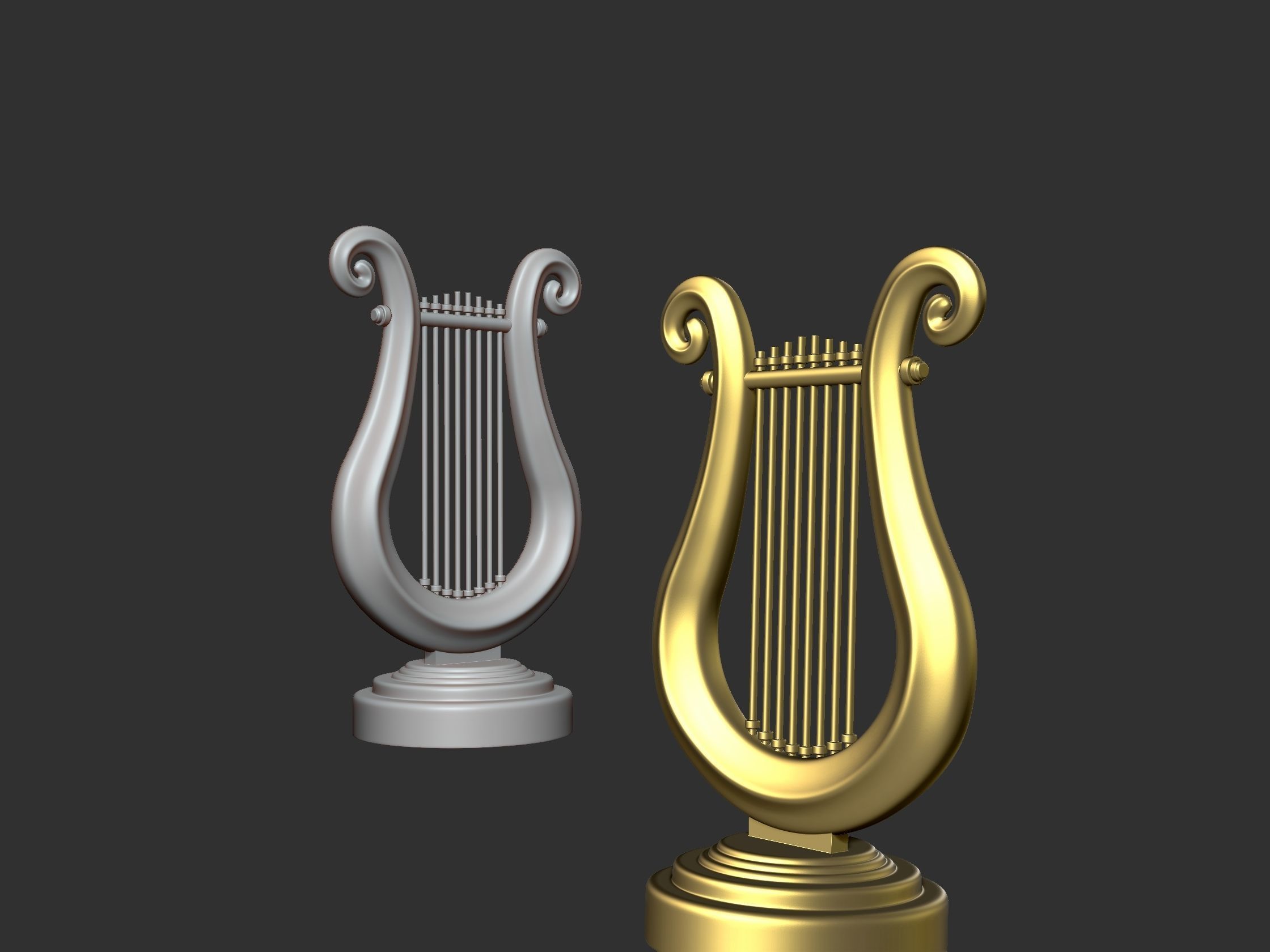 Golden Lyre 3D print model_3