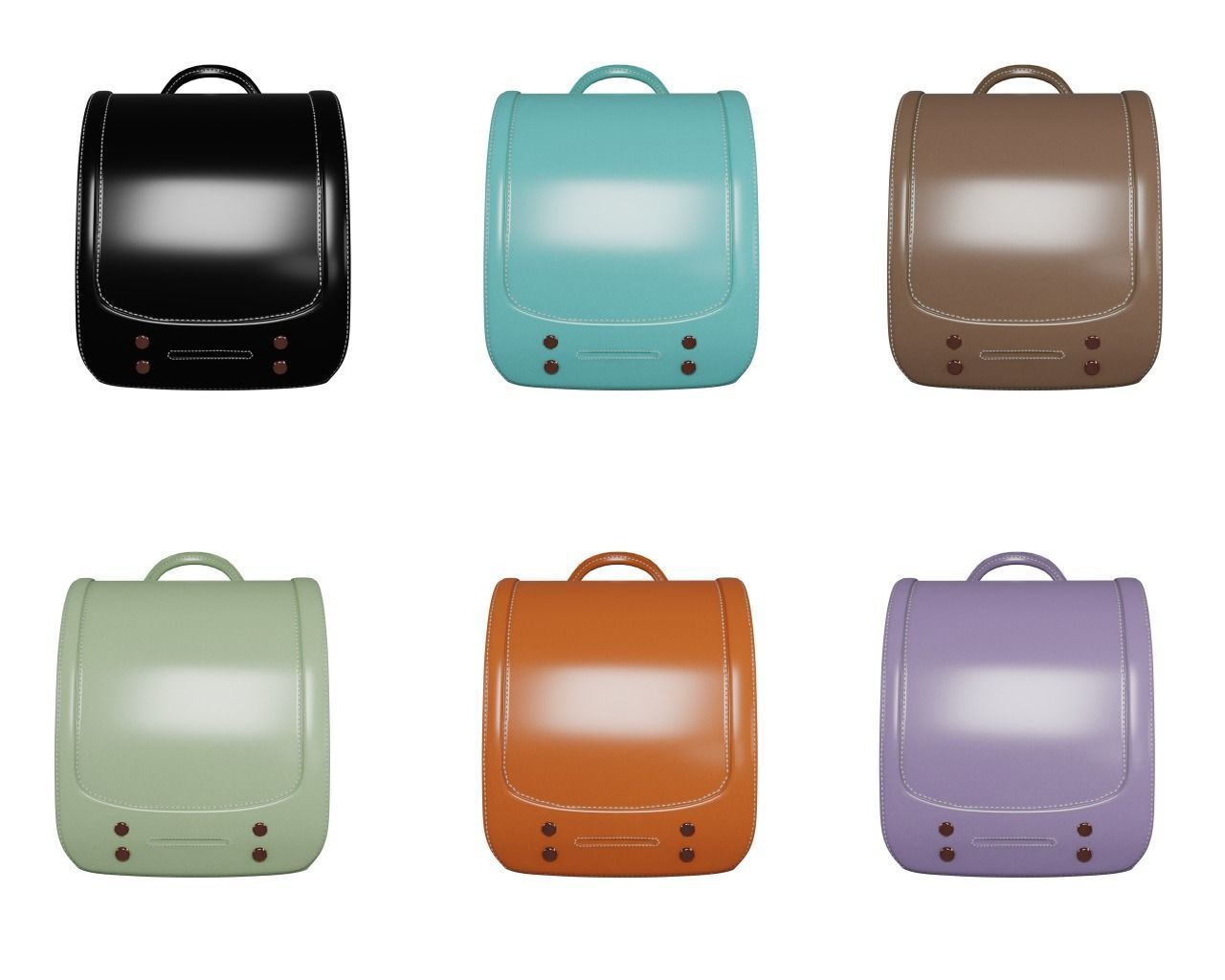 Student bag 3D Model Collection_1