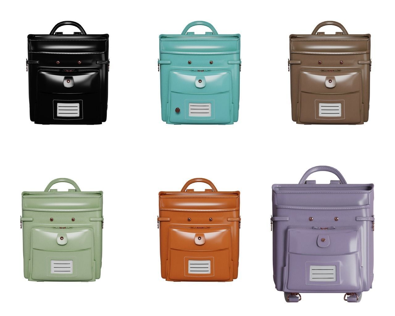 Student bag 3D Model Collection_2