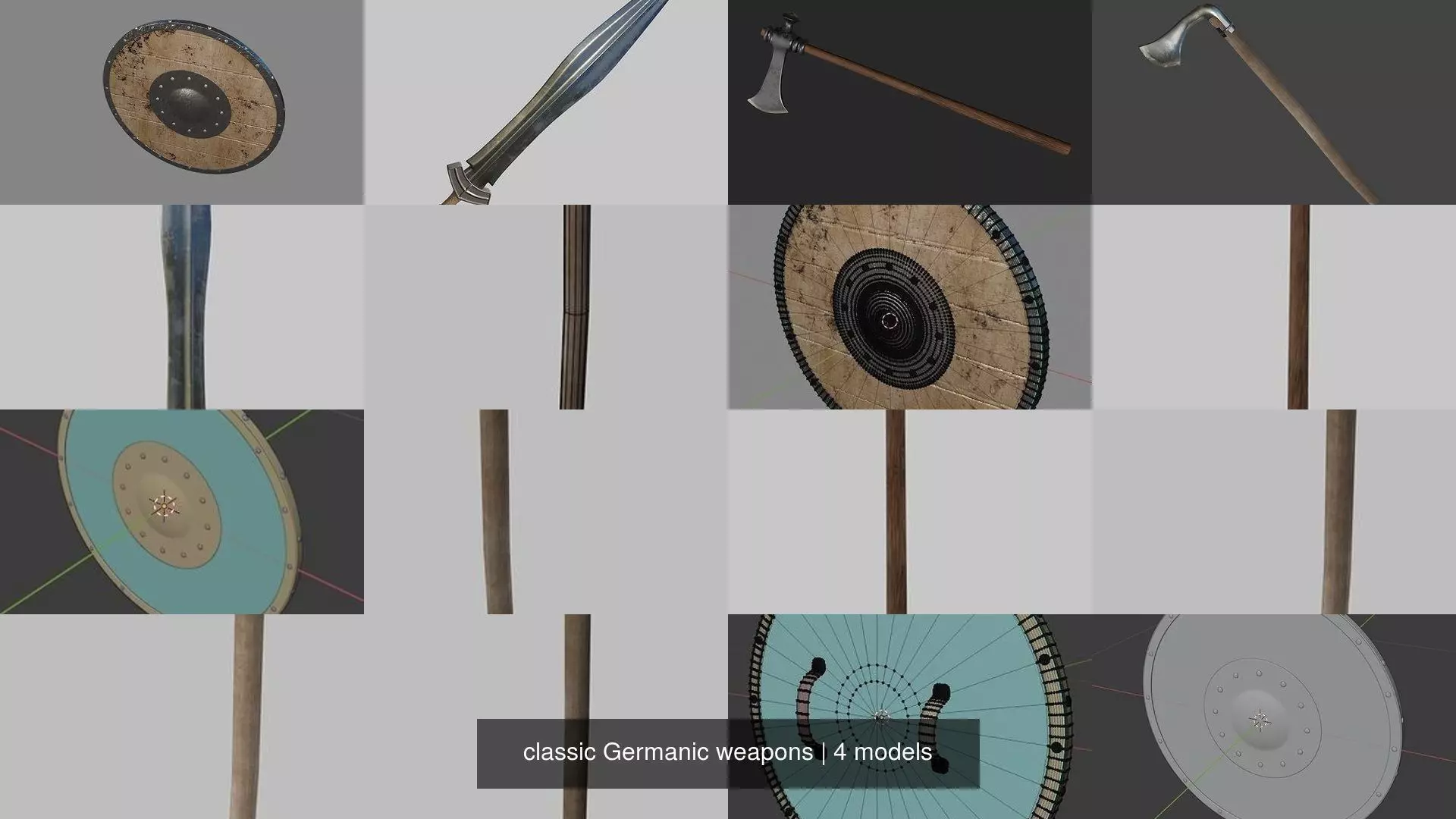 classic Germanic weapons 3D Model Collection_0