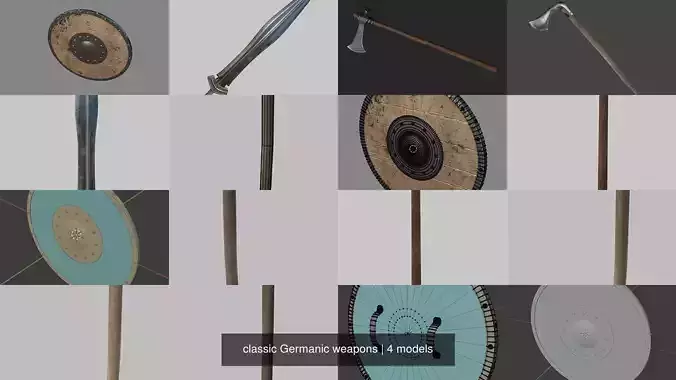 classic Germanic weapons 3D Model Collection