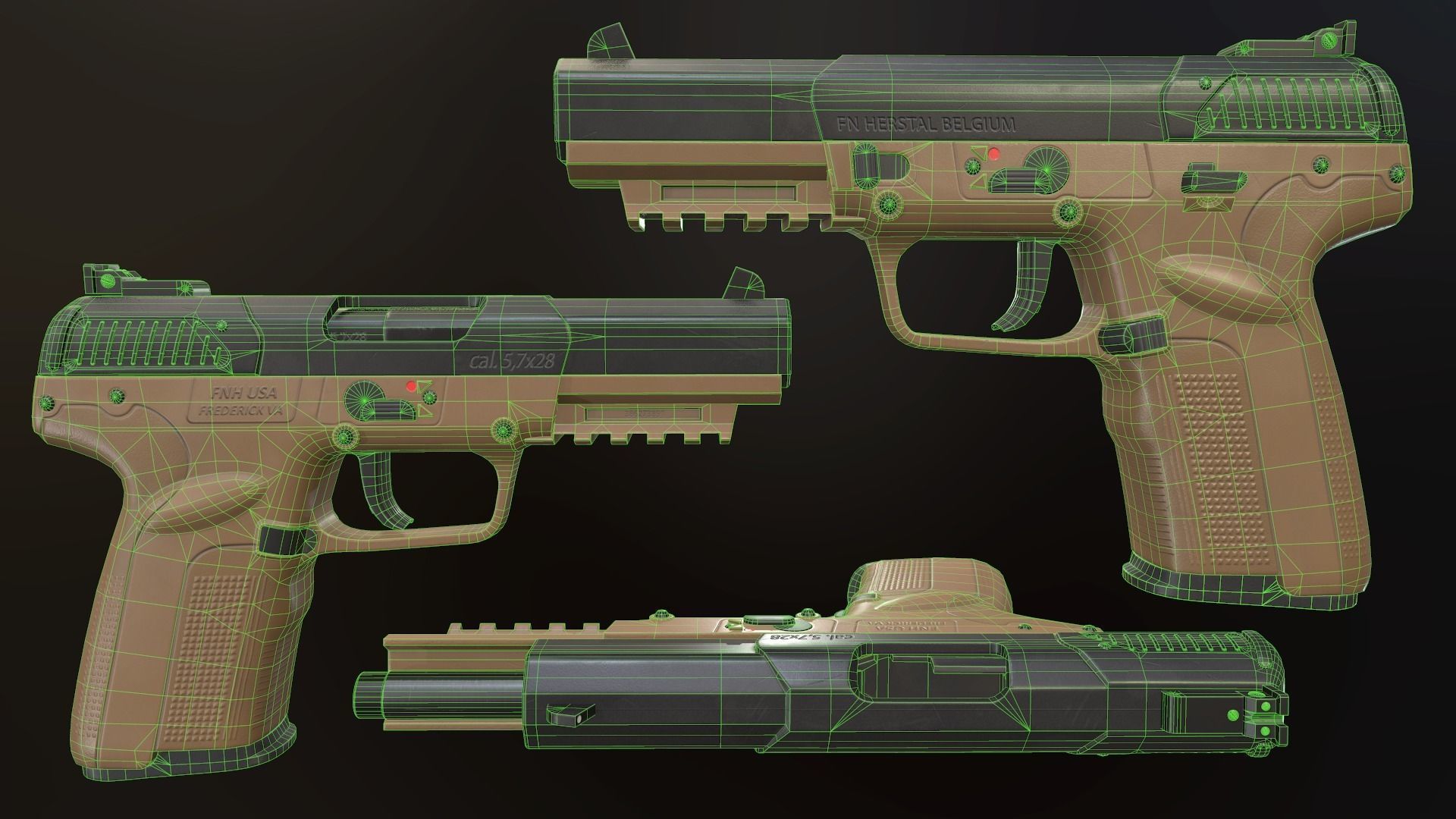 FN Five-seveN Low-poly 3D model_13