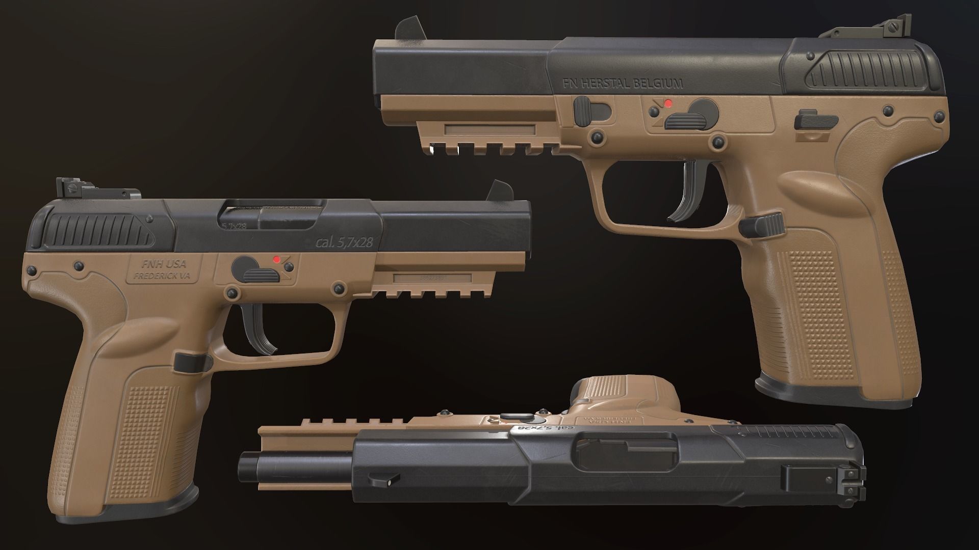FN Five-seveN Low-poly 3D model_5