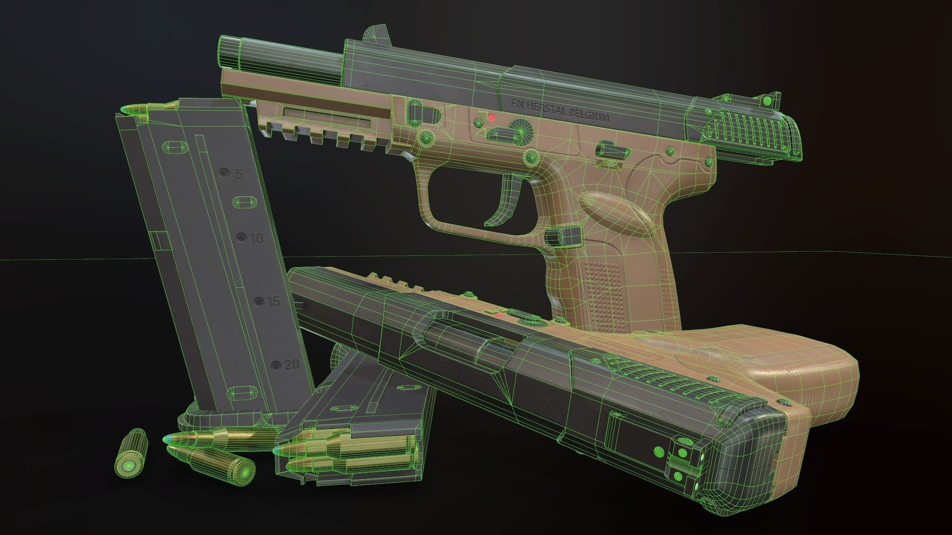 FN Five-seveN Low-poly 3D model_8