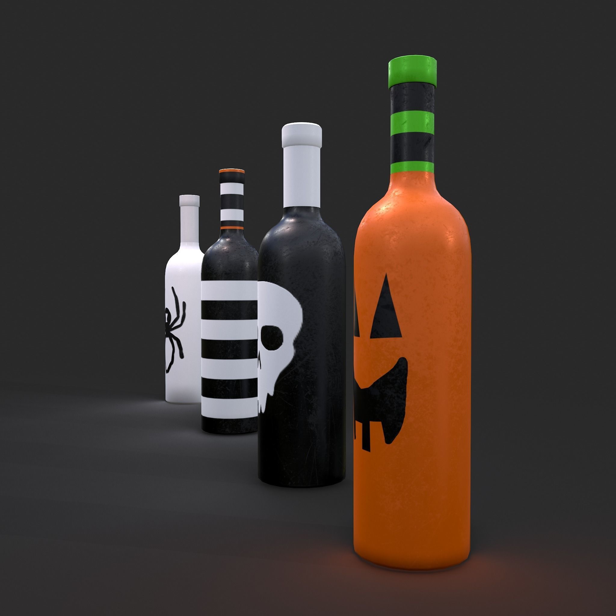 Halloween Themed Bottles Low-poly 3D model_11