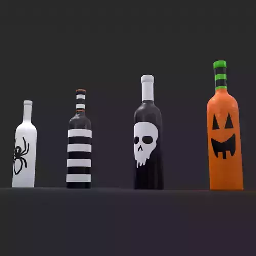Halloween Themed Bottles Low-poly 3D model