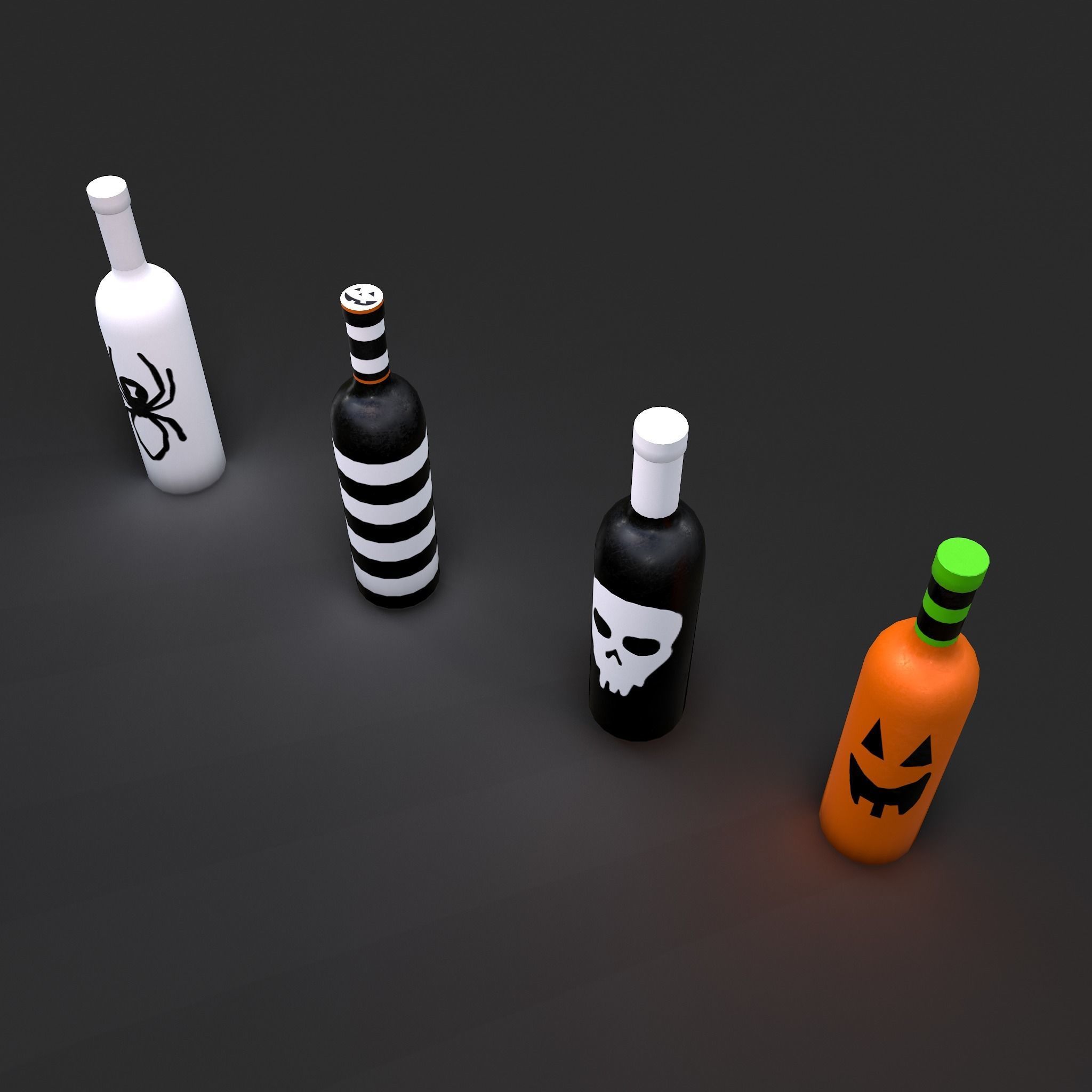 Halloween Themed Bottles Low-poly 3D model_15
