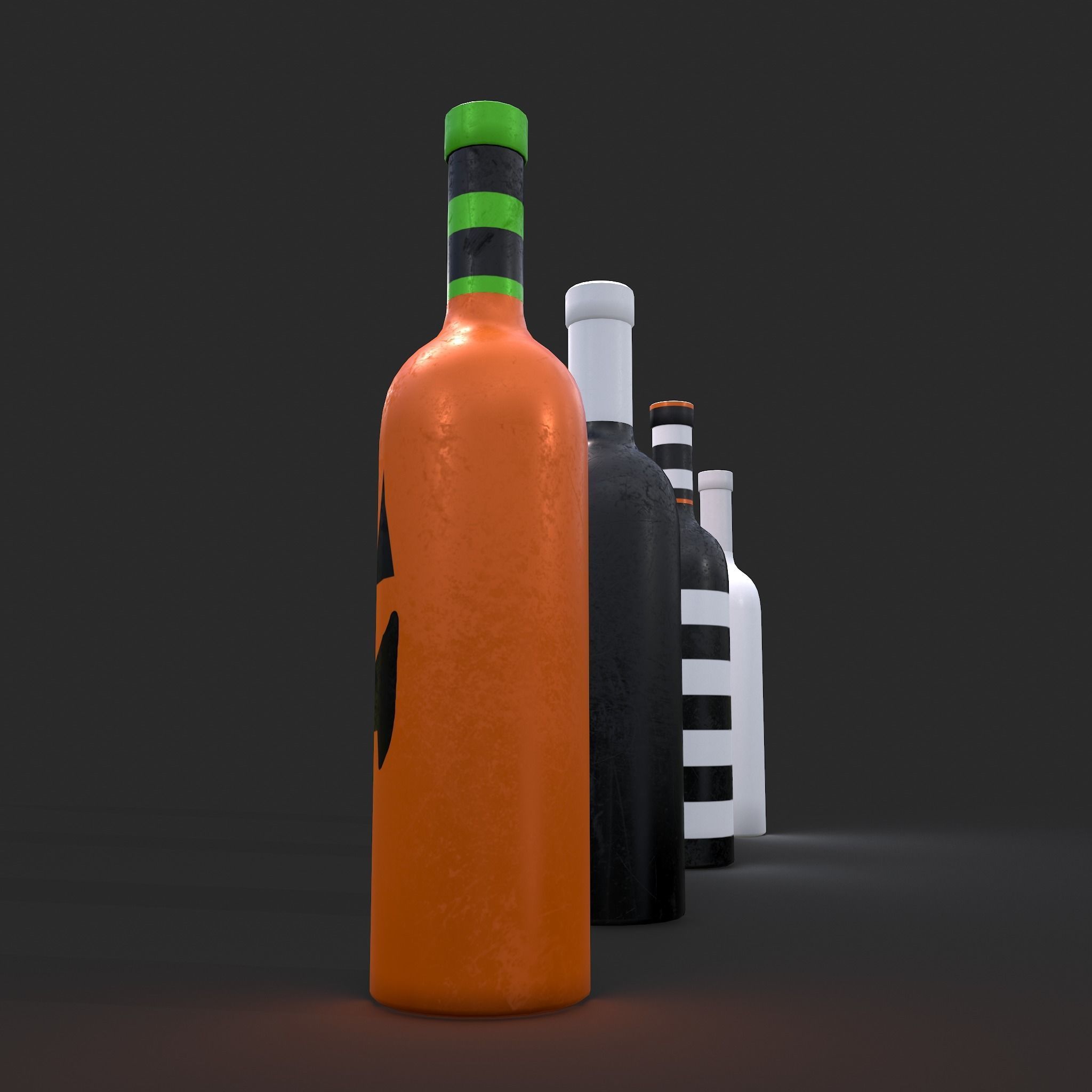 Halloween Themed Bottles Low-poly 3D model_29