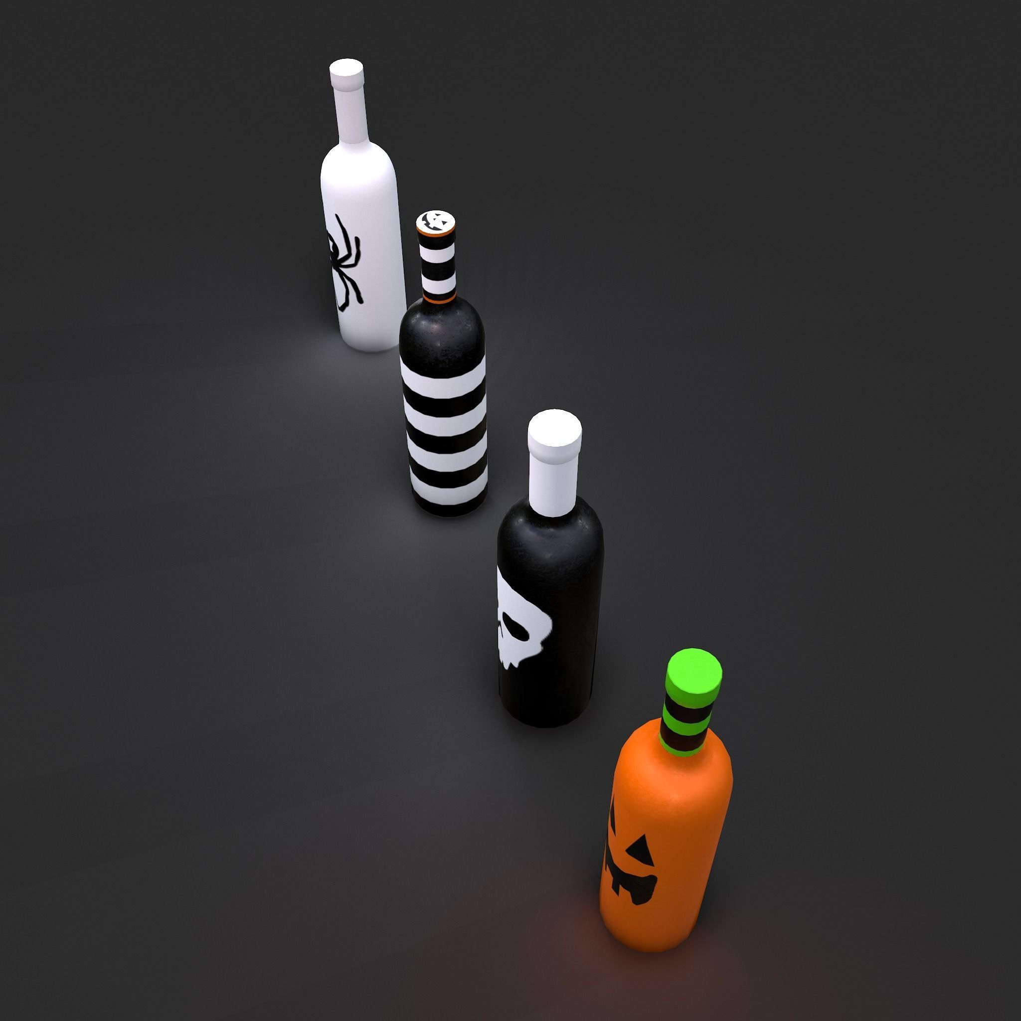 Halloween Themed Bottles Low-poly 3D model_20