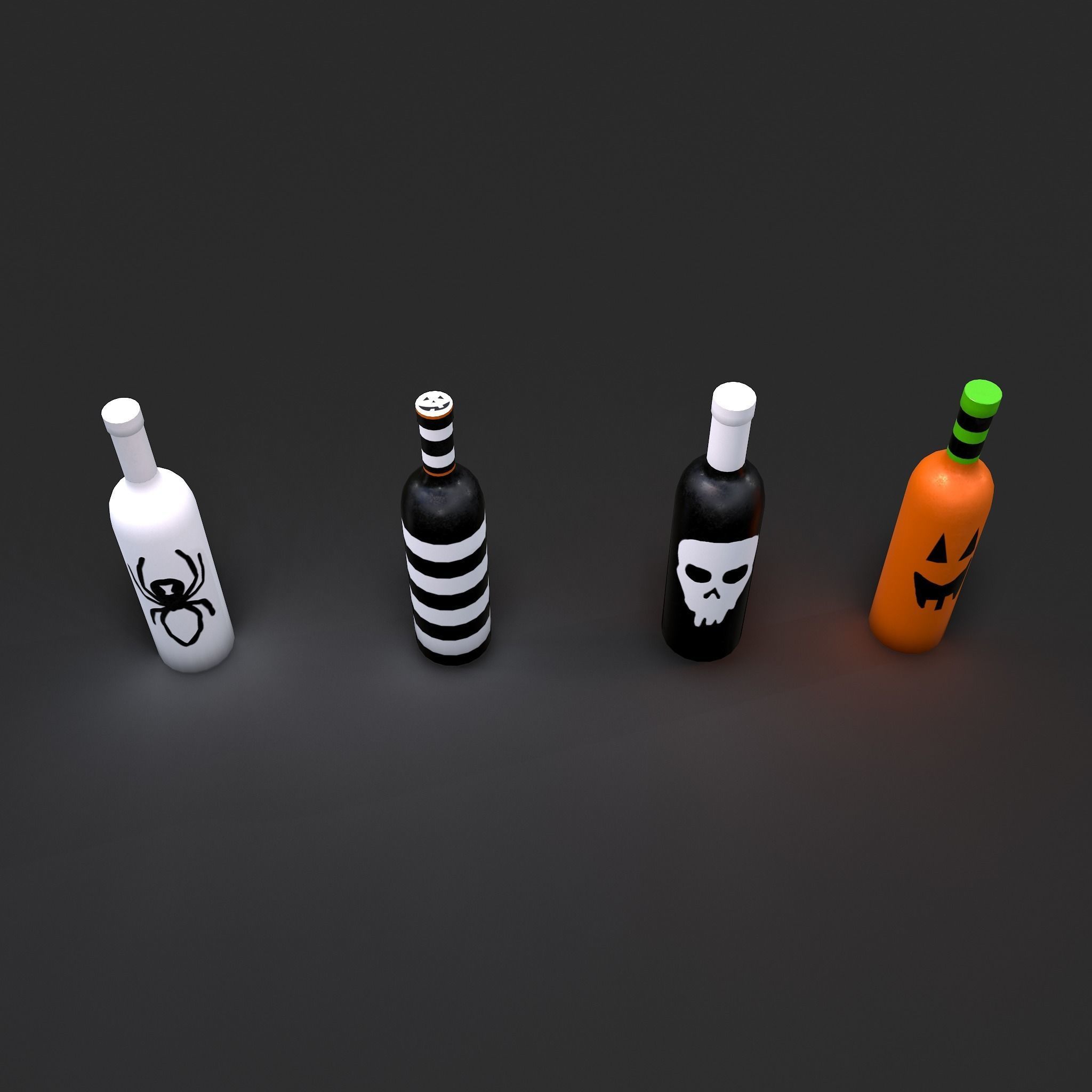 Halloween Themed Bottles Low-poly 3D model_31