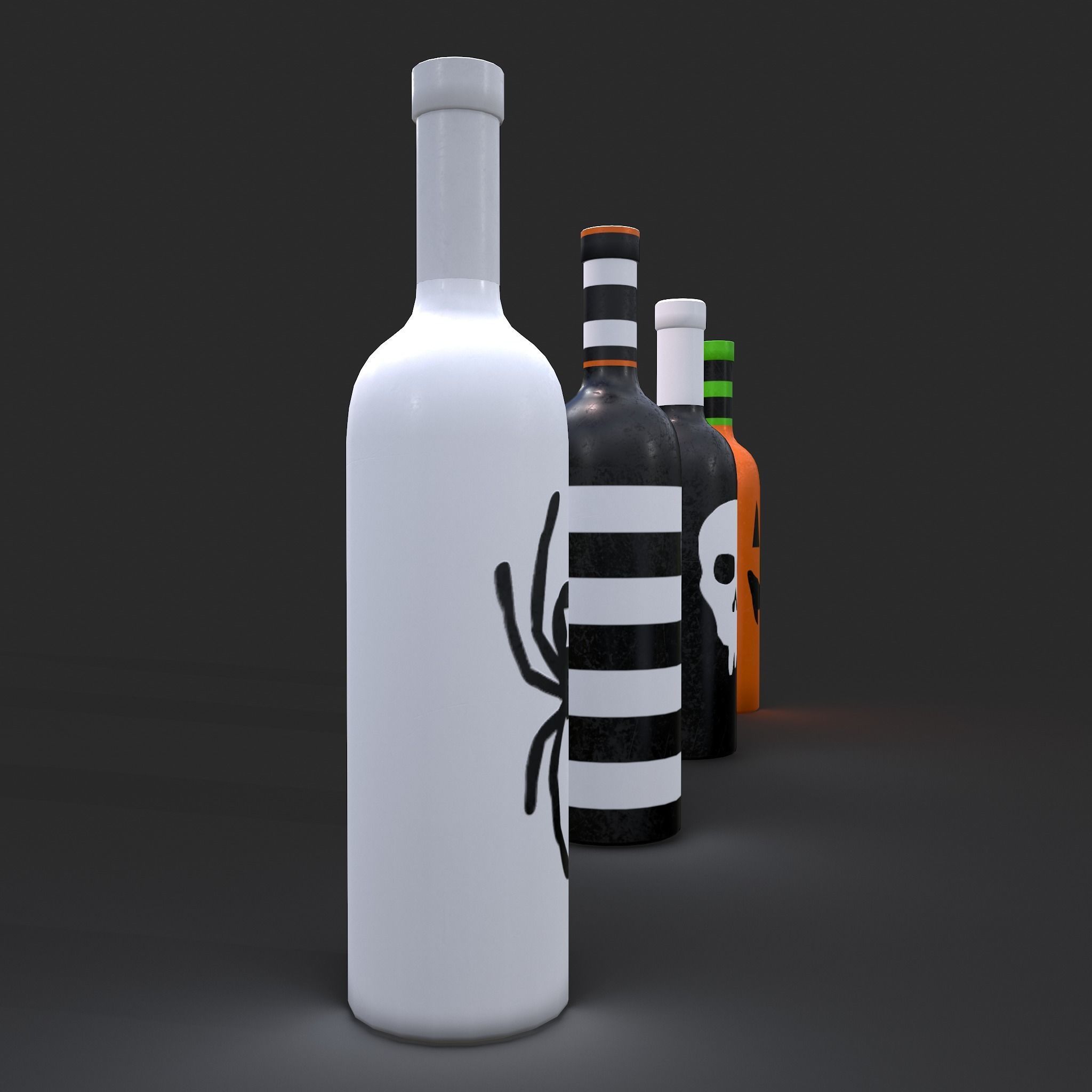 Halloween Themed Bottles Low-poly 3D model_5