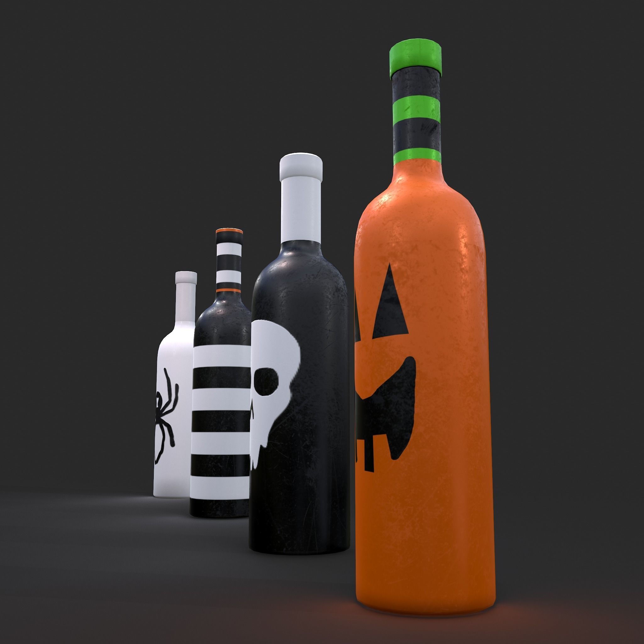 Halloween Themed Bottles Low-poly 3D model_30