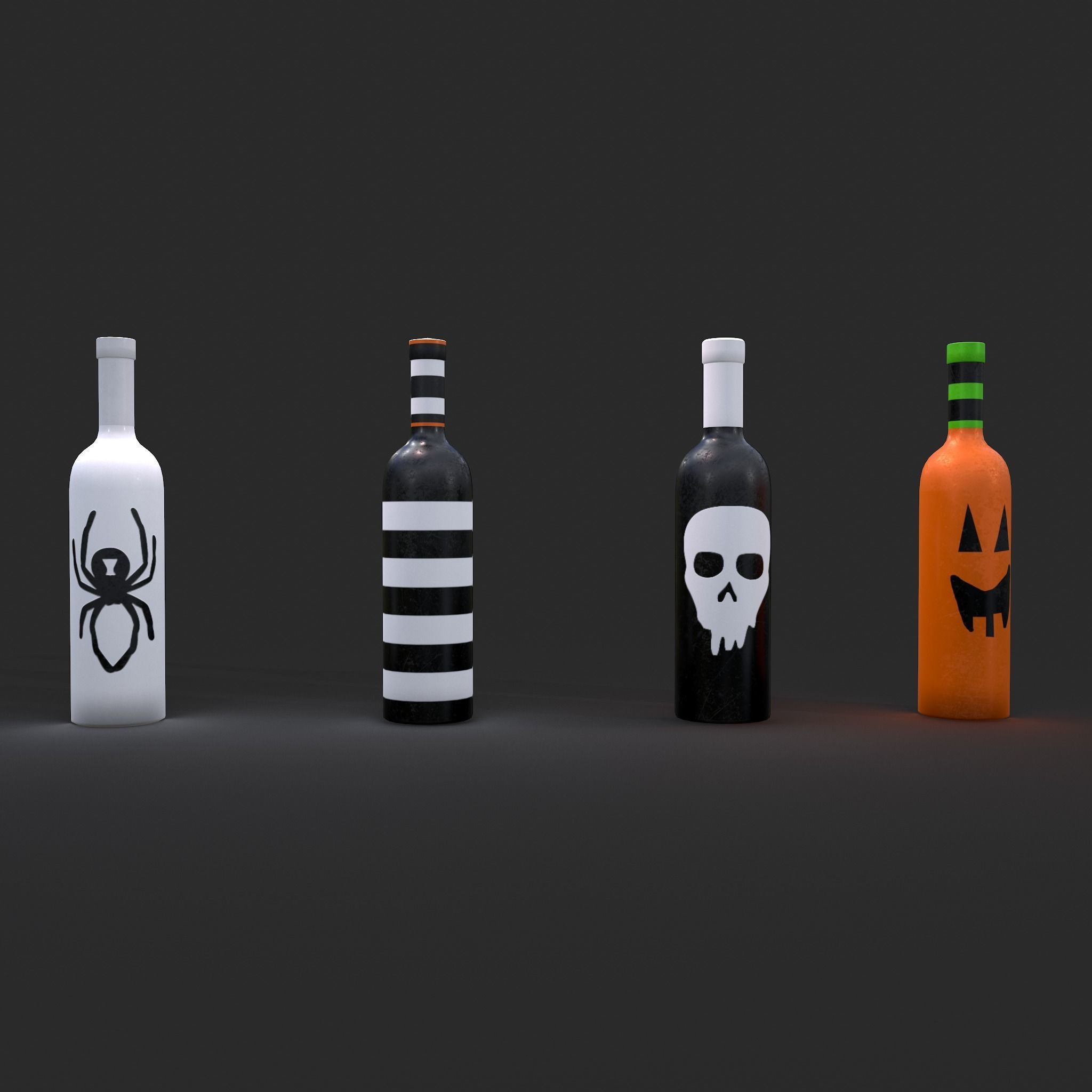 Halloween Themed Bottles Low-poly 3D model_55
