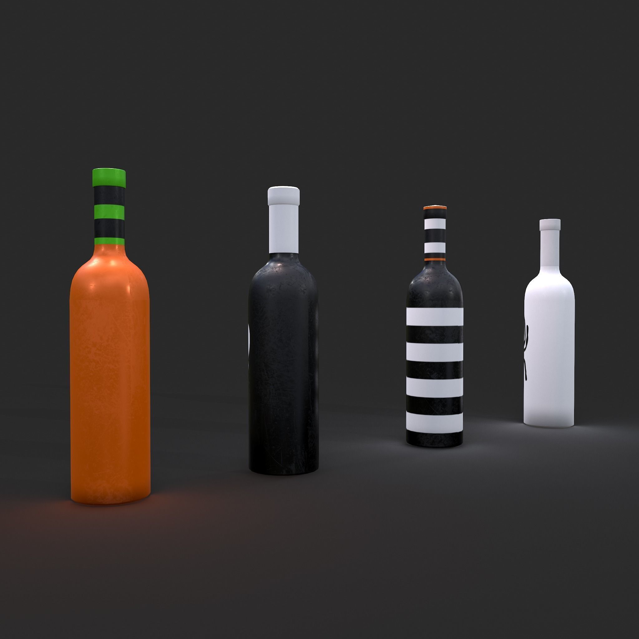 Halloween Themed Bottles Low-poly 3D model_9