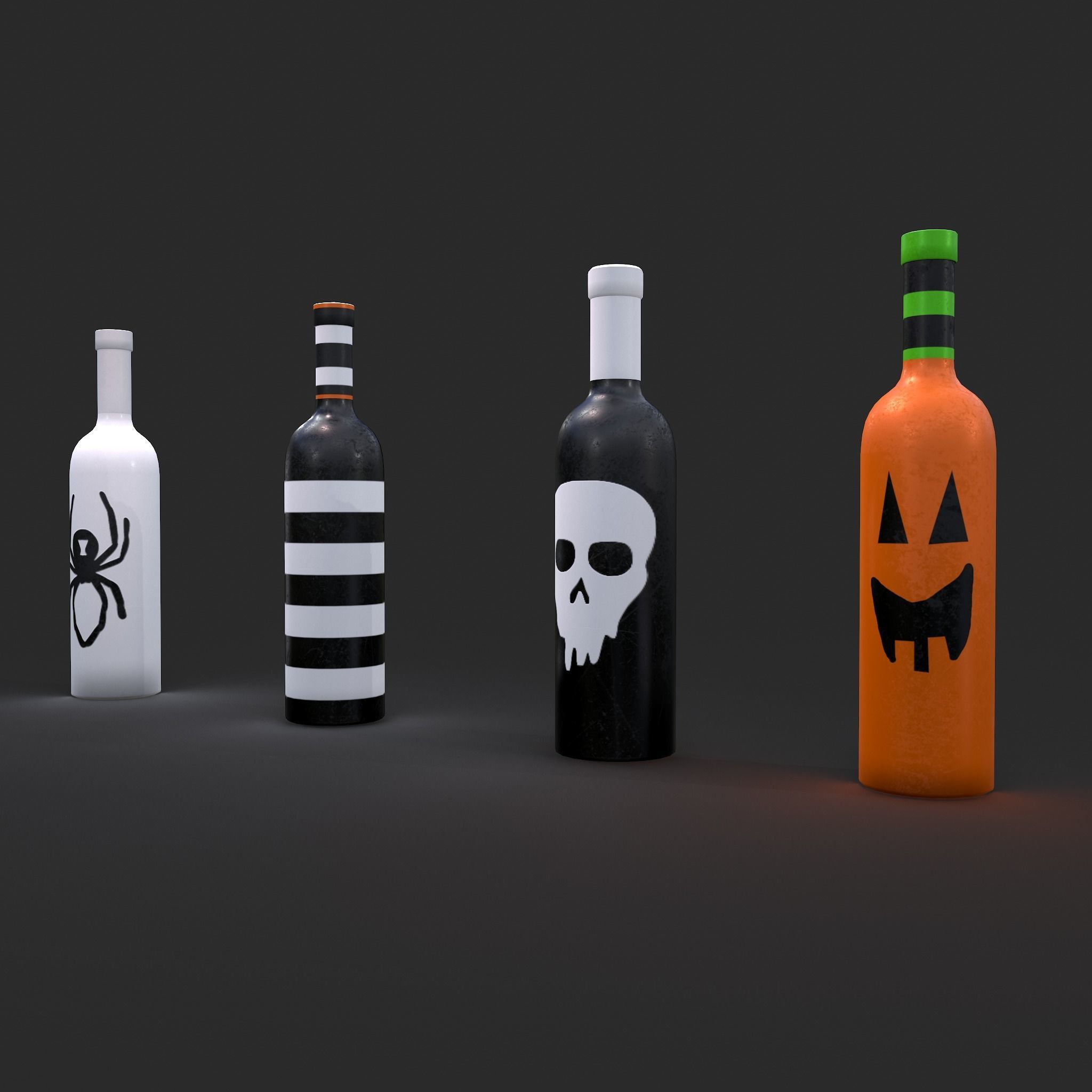 Halloween Themed Bottles Low-poly 3D model_3