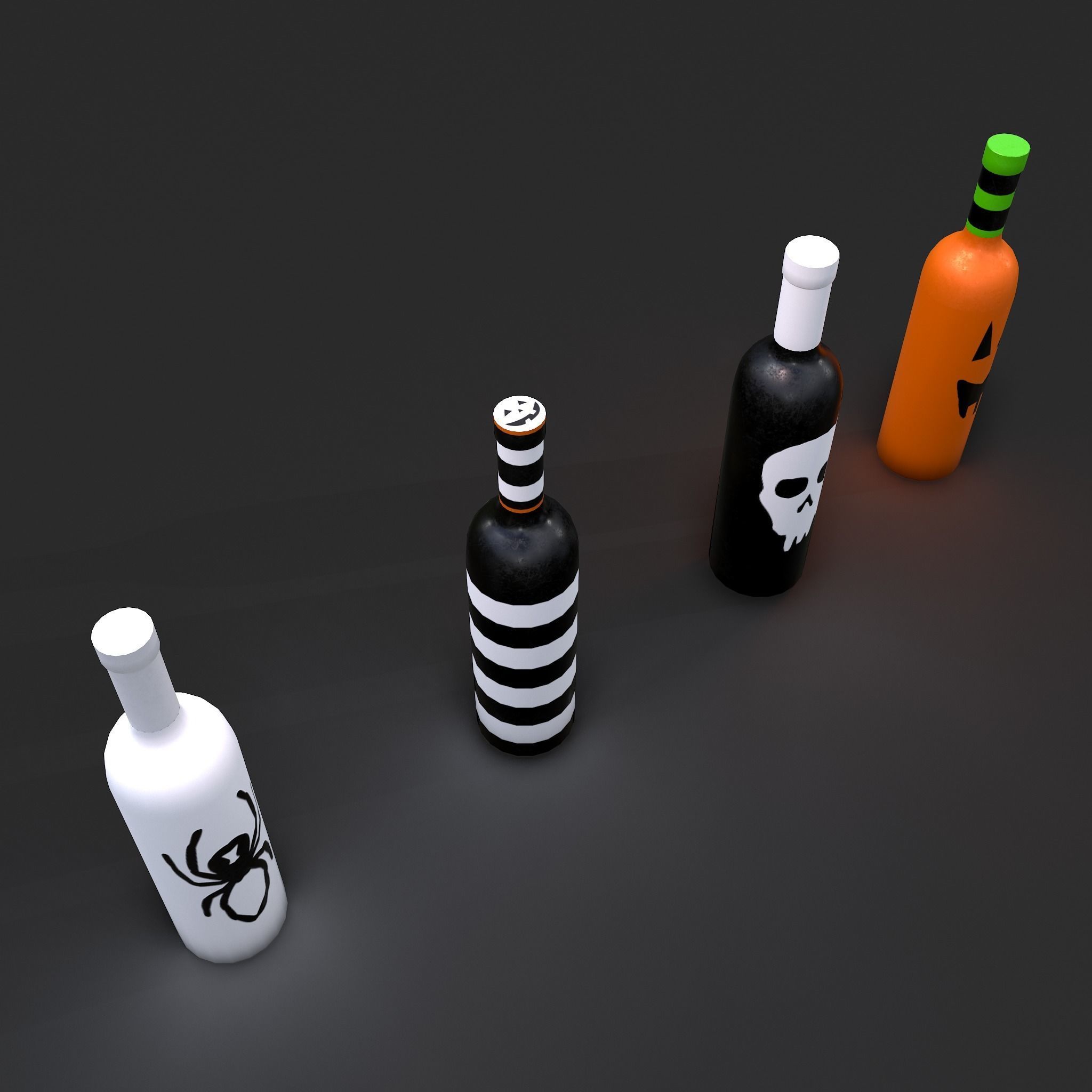 Halloween Themed Bottles Low-poly 3D model_17