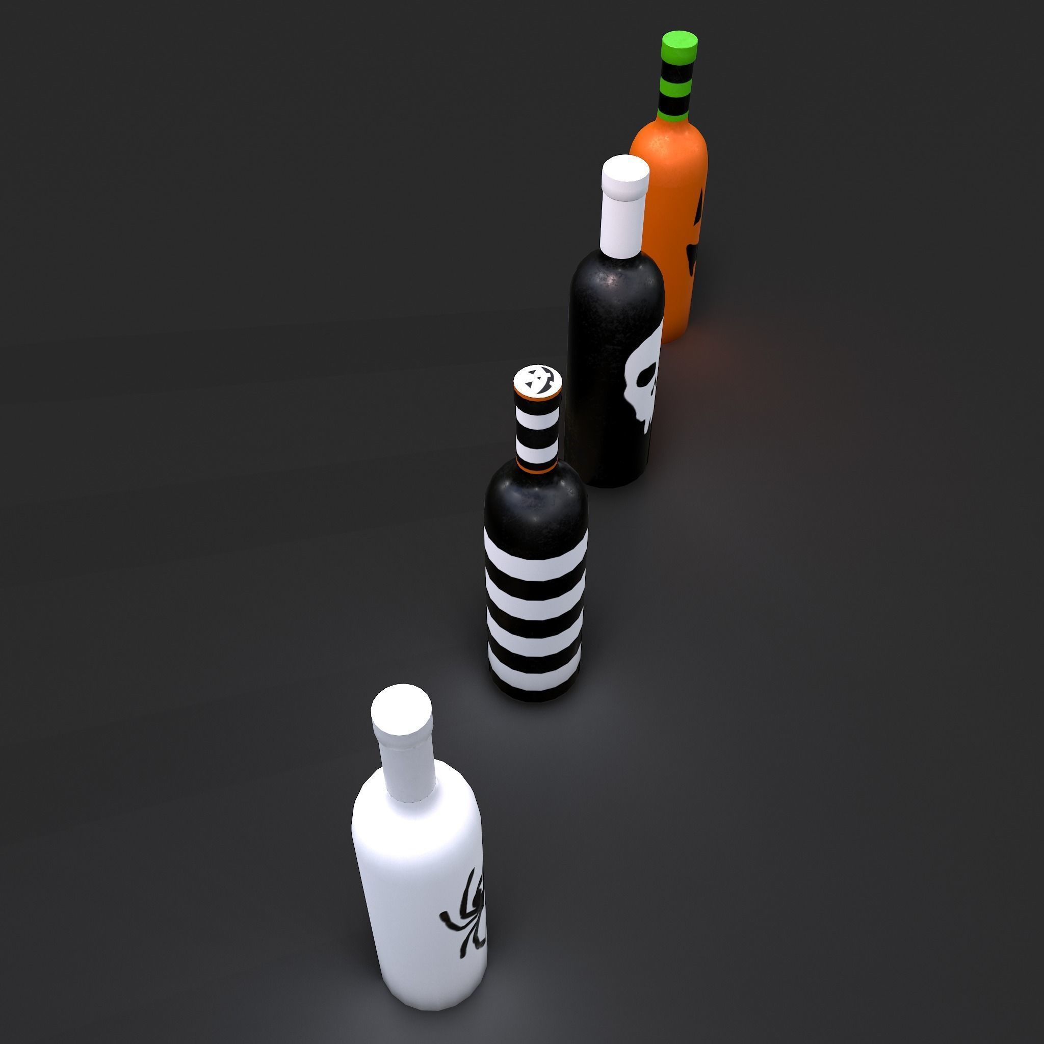 Halloween Themed Bottles Low-poly 3D model_16
