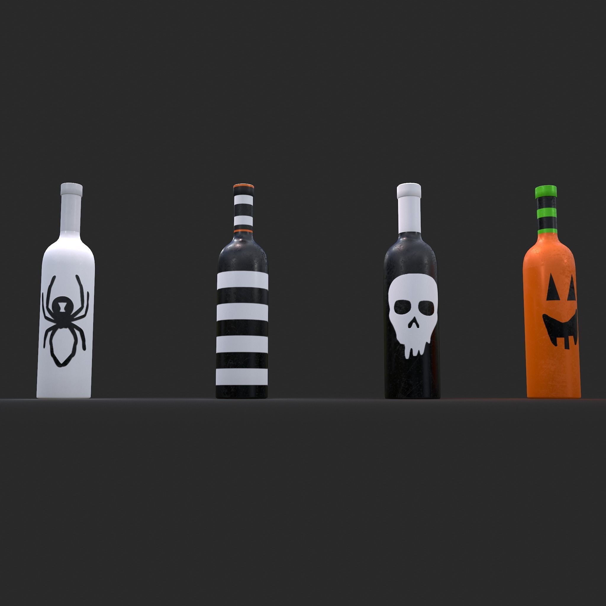 Halloween Themed Bottles Low-poly 3D model_19