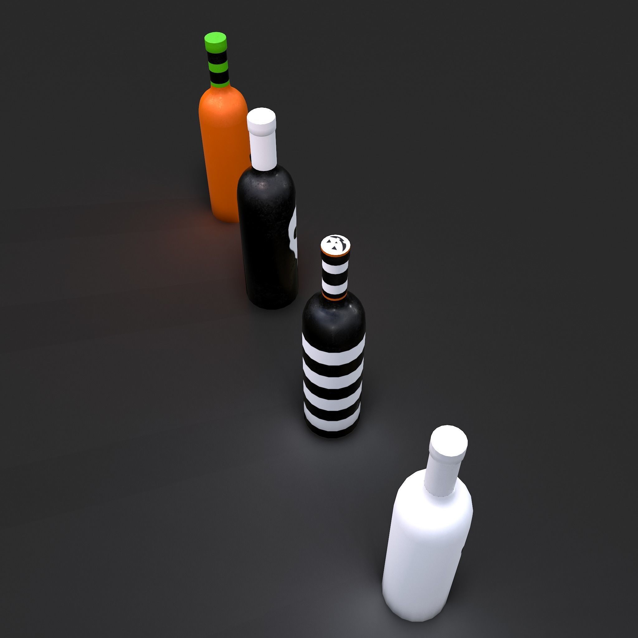 Halloween Themed Bottles Low-poly 3D model_14