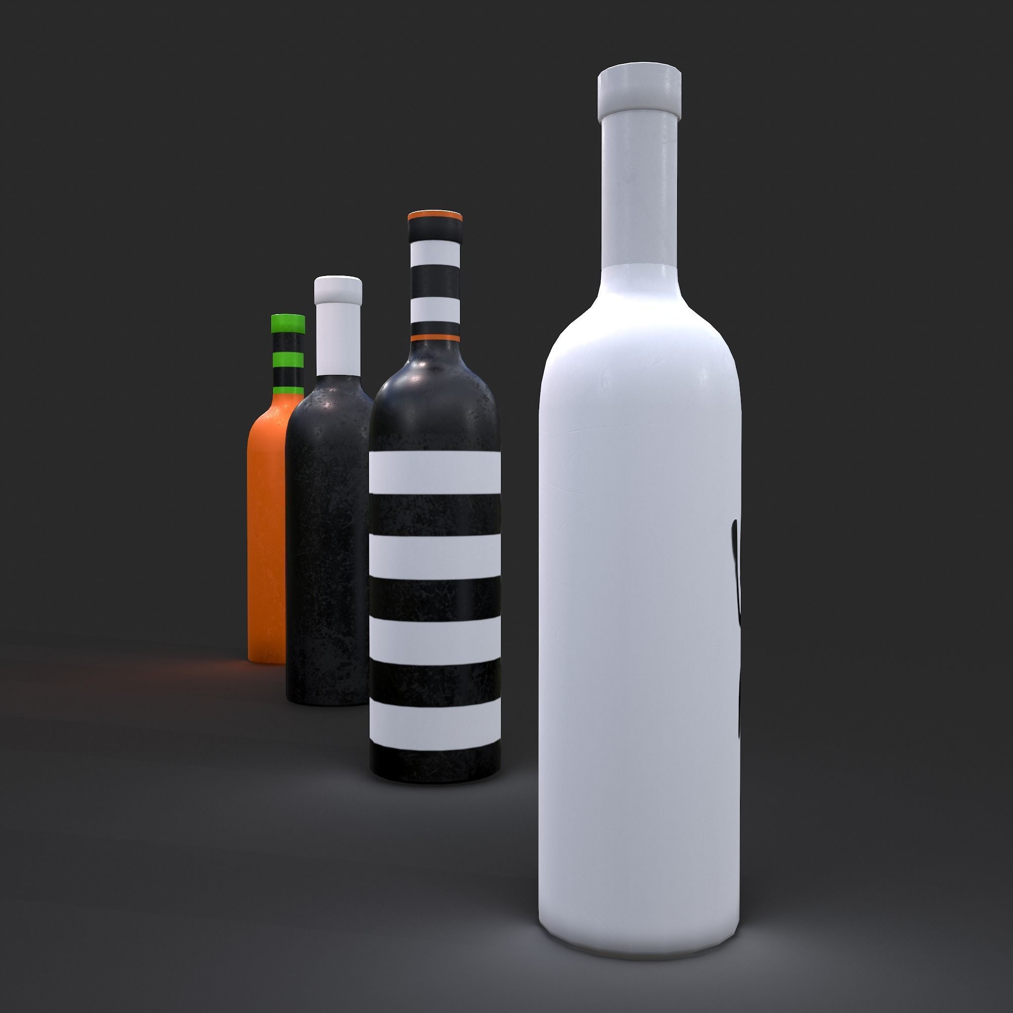 Halloween Themed Bottles Low-poly 3D model_6