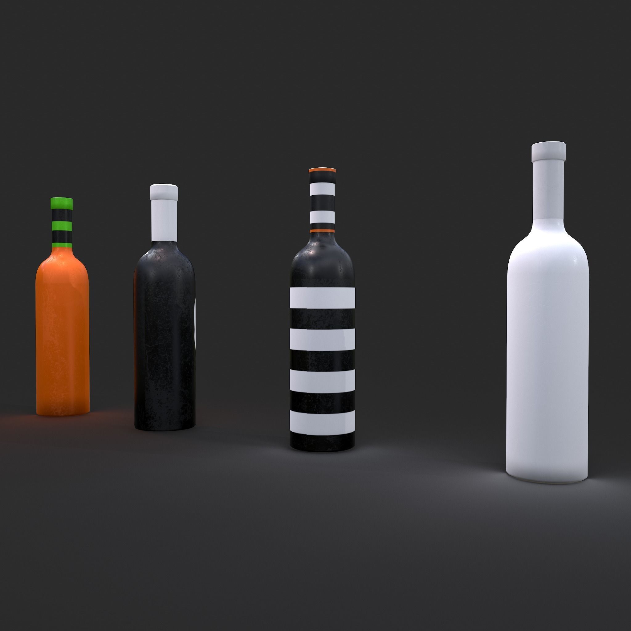 Halloween Themed Bottles Low-poly 3D model_7