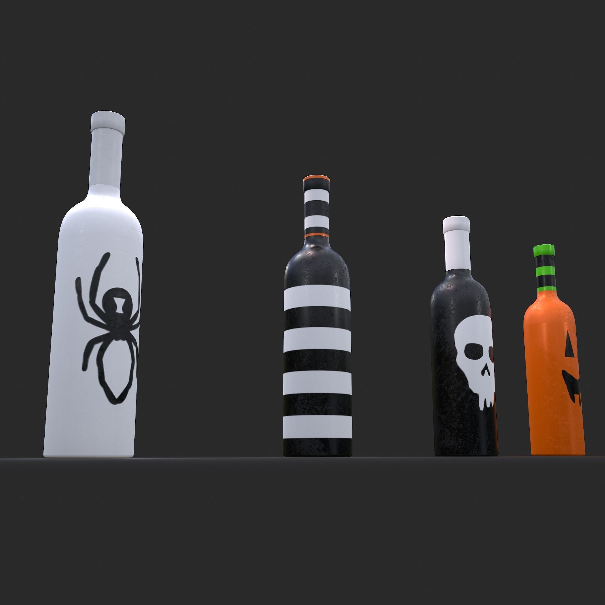 Halloween Themed Bottles Low-poly 3D model_25