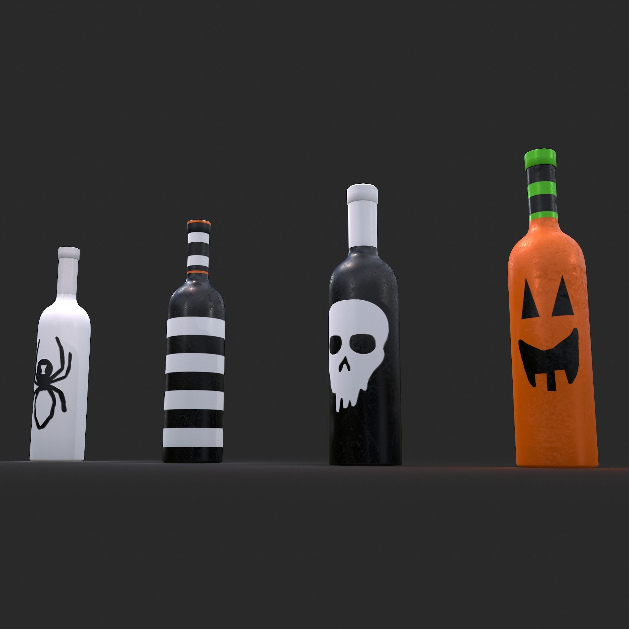 Halloween Themed Bottles Low-poly 3D model_54