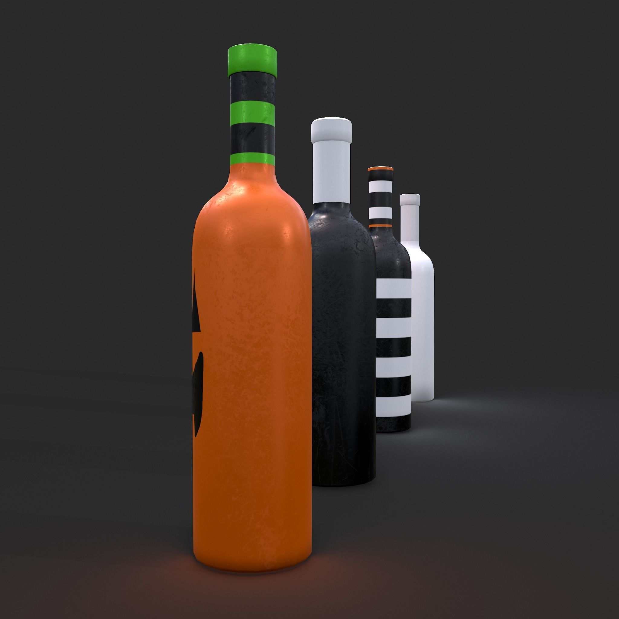 Halloween Themed Bottles Low-poly 3D model_10