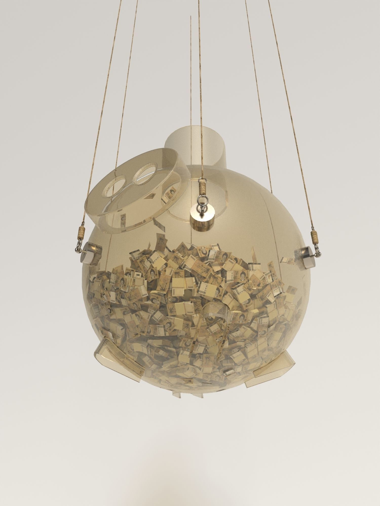 Glass piggy bank with money from series the squid game Netflix 3D model_2
