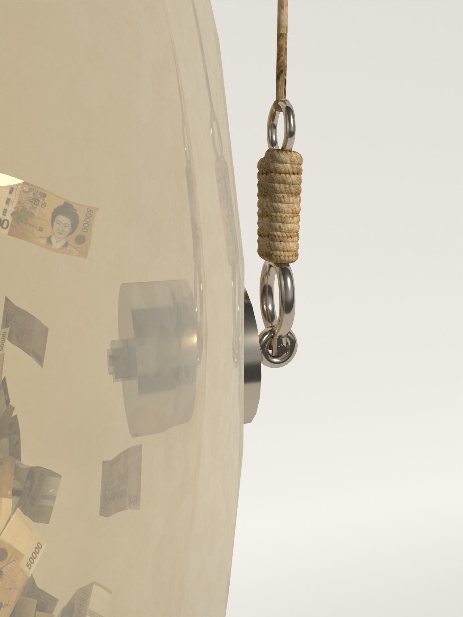 Glass piggy bank with money from series the squid game Netflix 3D model_4