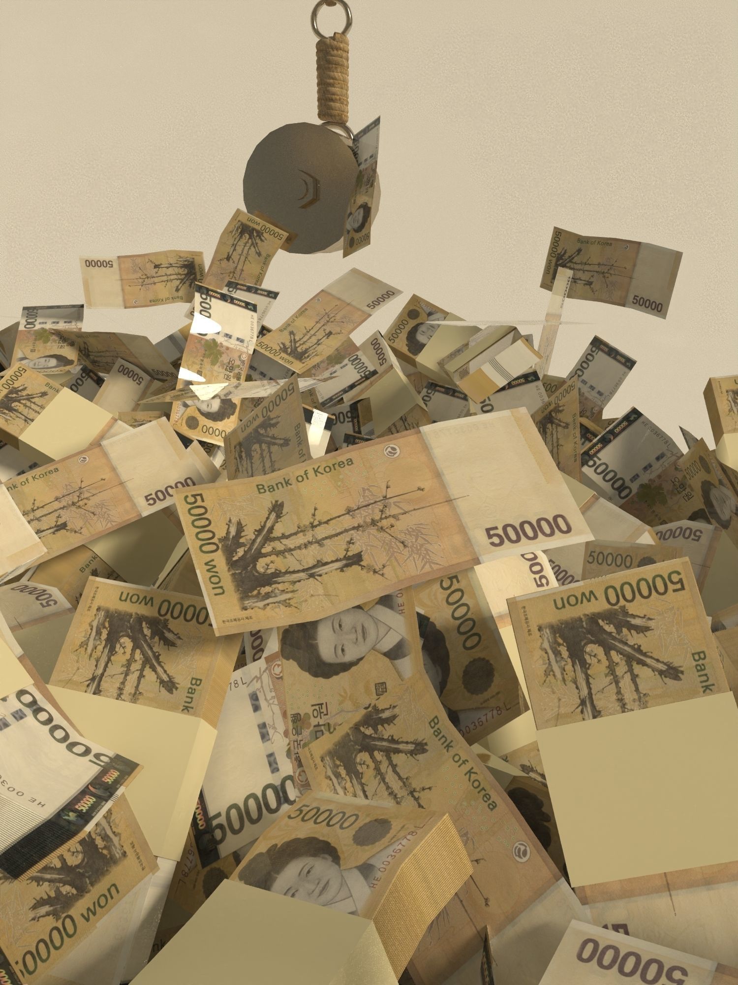 Glass piggy bank with money from series the squid game Netflix 3D model_5