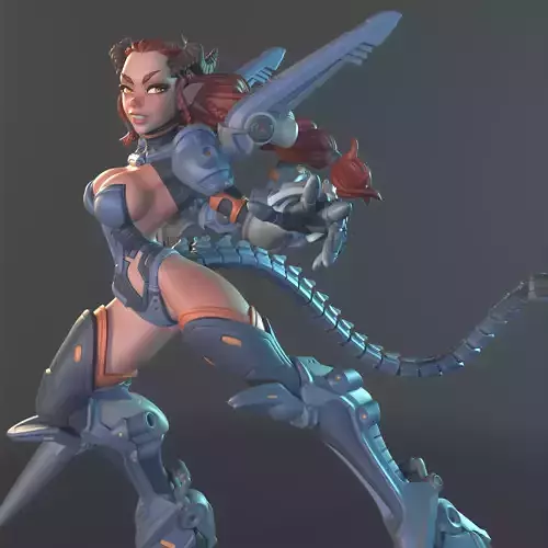 Anime Style Mecha Knight Odessa  Multi Versions SFW NSFW STL 3D print model