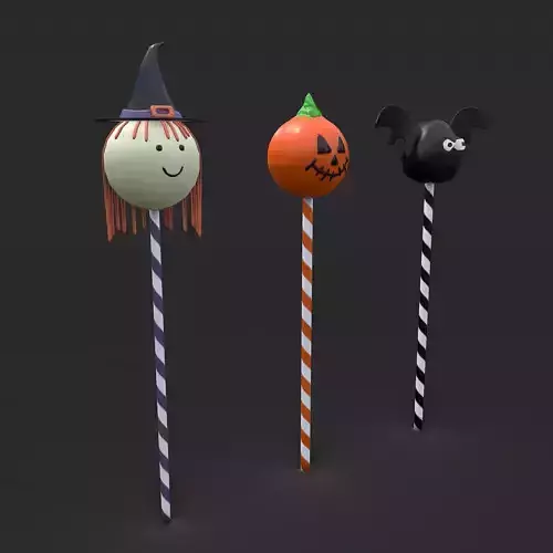 Halloween Cake Pops Low-poly 3D model