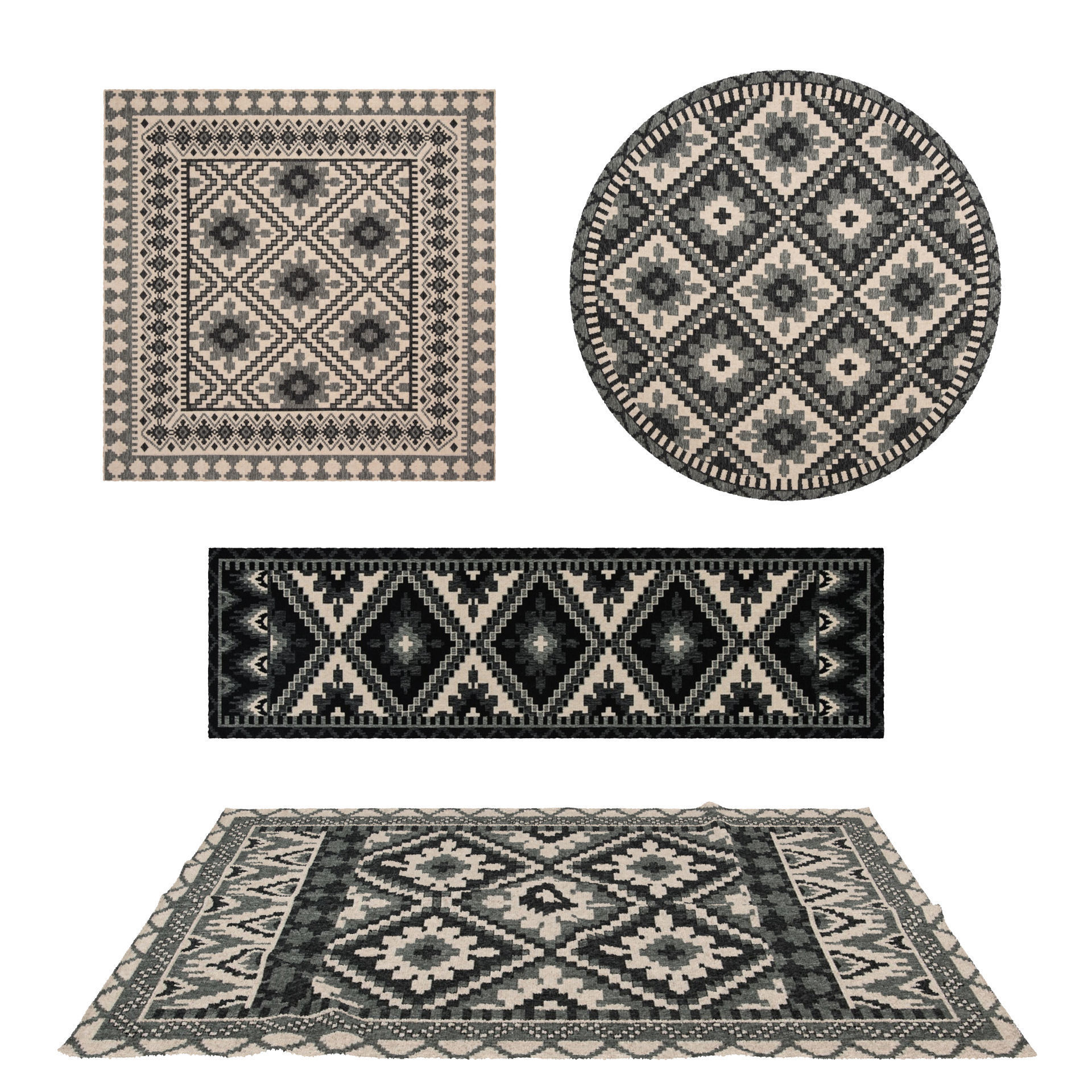 9 in 1 Rug Collection No 26 Low-poly 3D model_6