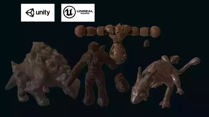 Golem group of dinosaurs and other animals 3D Model Collection